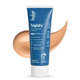 Bake Cosmetics: TripleFx SPF 50 PA++++ 3-in-1 Tinted Sunscreen for Broad Spectrum UVA/UVB Protection, Skin Tint & Even Skin Tone - Sand Medium 50gm