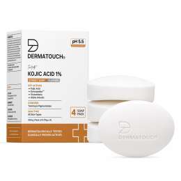 Dermatouch: Kojic Acid 1% Soap with Glutathione | For Pigmentation & Sun damage | Soap for Men & Women | Suitable for All Skin Types | 75gm x 4