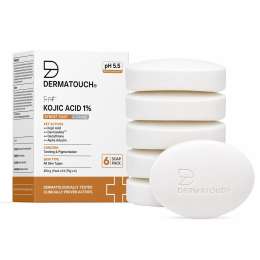 Dermatouch: Kojic Acid 1% Soap with Glutathione | For Pigmentation & Sun damage | Soap for Men & Women | Suitable for All Skin Types | 75gm  Pack of 6