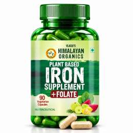 Vlado's Himalayan Organics: Plant Based Iron Supplement with Folate | Blood Builder | Whole Food | 90 Veg Capsules