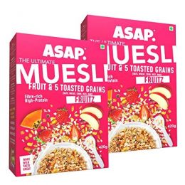 WIMWI Foods: Ultimate Breakfast Multigrain Muesli - FRUITZ (Fruits & 5 Toasted Grains) - 840 g (Pack of 2)