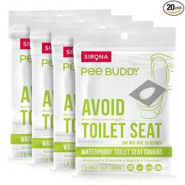 Sirona: PeeBuddy - Waterproof Toilet Seat Cover - 20 Toilet Sheets (4 Pack - 5 Sheets Each)