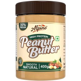 Alpino: High Protein Natural Peanut Butter Smooth - Unsweetened - 400 gm