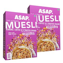 WIMWI Foods: Ultimate Breakfast Multigrain Muesli - COFFEELUV (Almond, Coffee & 5 Toasted Grains) - 840 g (Pack of 2)