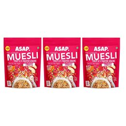 WIMWI Foods: Wholegrain Muesli - Breakfast Muesli with Strawberry, Raisins, Dried Papaya, Apple & 5 Toasted Grains - 360 g (Pack of 3)