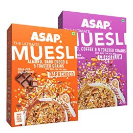 WIMWI Foods: Ultimate Breakfast Multigrain Muesli - DARK CHOCO + COFFEELUV - 840 g (Pack of 2)