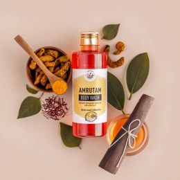 Amrutam: Body Wash with Kesar & Chandan- Ayurvedic Therapeutic Shower Gel - 200 ml