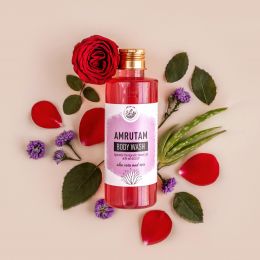 Amrutam: Body Wash with Aloe vera & Rose- ayurvedic therapeutic shower gel - 200 ml
