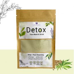 Lavenza: 100% Natural Deep-Detox Face Mask + Scrub (2in1), For Clear and Firm skin - 25 gm