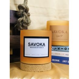 Savoka: Handmade 100% Soy Wax Madagascar Vanilla Scented Candle - 400 Gm (Upto 100 Hours)