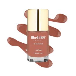 BlushBee Organic Beauty: 12 Free, Vegan Nail Polish- Elbe, Deep Nude - 11 ml