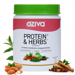 Oziva: Protein & Herbs - Women - for Improving Metabolism - Skin & Hair (Vanilla Almond) - 500 gm