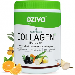 Oziva: Plant Based Collagen Builder Powder (With Vitamin C & Biotin) (Collagen Berry Orange - Pack of 1) - 250 gm