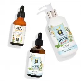 Anveya: Less Fall, More Growth' Kit of 3: Hair Growth Vitalizer + Roots Shampoo + Roots Oil-In-Serum