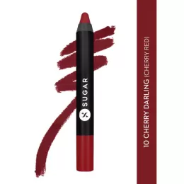 Sugar Cosmetics : Matte As Hell - Crayon Lipstick -10 Cherry Darling (Cherry Red) - 2.8gm