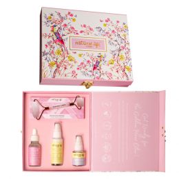 Natural Vibes: Glow Getter Gift Set with Rose Quartz Face Roller, Sunscreen Lotion, Glow 'd Up Serum & Under Eye Gel Serum