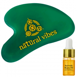 Natural Vibes: Jade Gua Sha with FREE Gold Beauty Elixir Oil 3 ml For Face, Neck and Under eye [CLONE]
