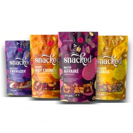 Snacked: Peri Peri Pataka, Anytime Energizer, Honey Nut Crunch ,Nutty Affaire (Combo of 4)