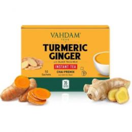 Vahdam Teas: Turmeric Ginger Instant Tea 10ct x 8gm