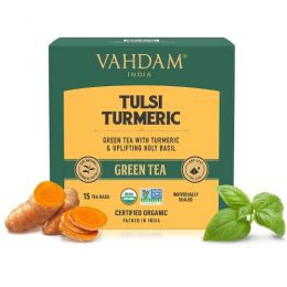 Vahdam Teas: Tulsi Turmeric Green Tea 30gm