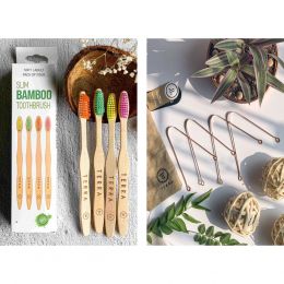 Terrabrush: Copper Tongue Cleaner Scrapper with Slim Bamboo Toothbrushes