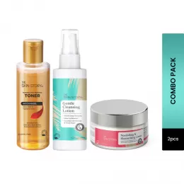The Skin Story: CTM Pack ( Gentle Cleanser - 100ml + Hydrating and Pore Minimizing Toner - Witch Hazel - No Alcohol - 100 ml + Nourishing & Moisturising Cream - 50gm )