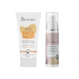 The Skin Story: Pimple Control Pack (Ginger & Cinnamon Facewash - Pimple Control - 100 ml+ Pimple Spot Corrector & Optimiser Gel - 25g)