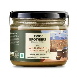 Two Brothers Organic Farms: Wild Onion Flower (Pyaji) Honey,Raw Mono-floral Unfiltered - 350 gms