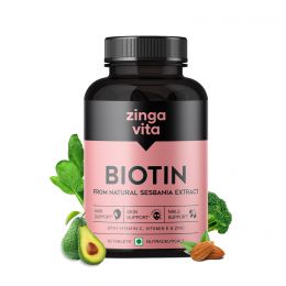 Zingavita: Plant Based Biotin Tablets from Natural Sesbania Agati Leaf Extract - 60 Tablets