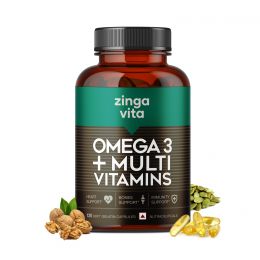 Zingavita: Omega 3 Fish Oil + Multivitamin For Immunity Energy & Heart Health - 120 Capsules