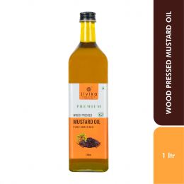 jivika naturals: Mustard Oil (Wood Pressed/Cold Pressed) (Glass Bottle) - 1 Litre