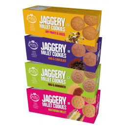 Early Foods: Assorted Pack of 4 - Ragi, Dry Fruit, Millet & Chocolate Jaggery Cookies - Pack of 4 - 150 gm each