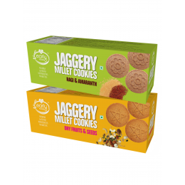 Early Foods: Assorted - Dry Fruit & Ragi Amaranth Jaggery Cookies - Pack of 2 - 150 gm each