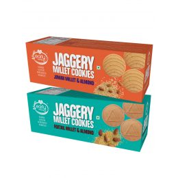 Early Foods: Assorted - Jowar & Foxtail Almond Jaggery Cookies - Pack of 2 - 150 gm each
