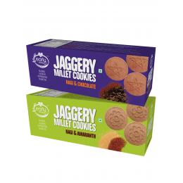 Early Foods: Assorted - Ragi Amaranth & Ragi Choco Jaggery Cookies - Pack of 2 - 150 gm each