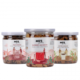 MOS Bakery: Combo of Raspberry Jam Cookies, Sugar Free Coffee Cookies & Ragi Cookies