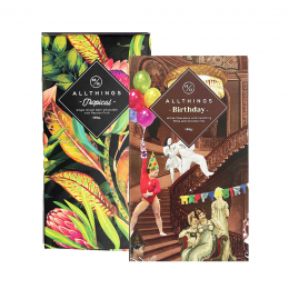 All Things Chocolate: Combo of Birthday - White Chocolate With Sparkling Wine And Strawberries & Tropical - 72% Dark Chocolate With Passionfruit
