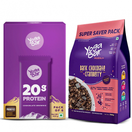 YogaBar: Combo of Baked Brownie Protein Bars & Dark Chocolate Muesli