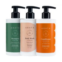 Arata: Natural Deep Hydration Combo Therapy with Hydrating Shampoo,Body Wash & Conditioner