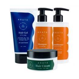 Arata: Natural Hair Care Essentials With Cleansing Shampoo, Conditioner, Hair Gel & Hair Cream