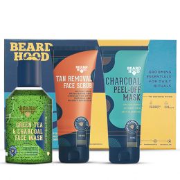 Beardhood: Tan Removal Scrub, Peel Off Mask, Green Tea Face Wash - Pack of 3
