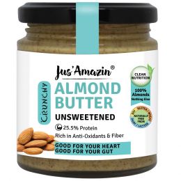 Jus Amazin: CRUNCHY Almond Butter - Unsweetened - 200 gm