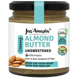 Jus Amazin: Creamy Almond Butter - Unsweetened - 200 gm