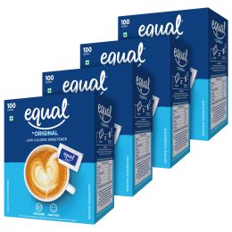 equal : Original Low Calorie Sweetener - Pack of 4 - 100 Sachet Each