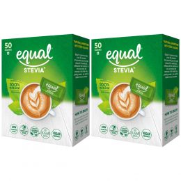 equal : Stevia Natural Sweetener - Pack of 2 (50 Sachet Each)