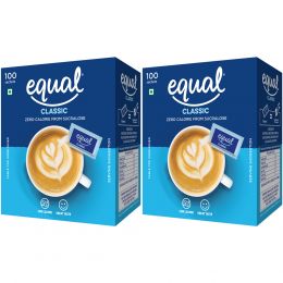 equal : Classic Zero Calorie Sweetener - Pack of 2 (100 Sachets Each)