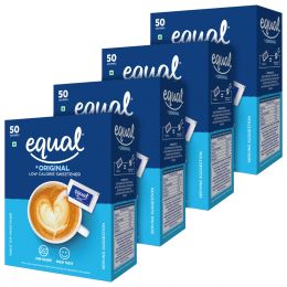 equal : Original Low Calorie Sweetener - Pack of 4 (50 Sachets Each)