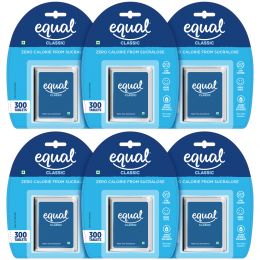 equal : Classic Zero Calorie Sweetener - Pack of 6 (300 Tablets Each)