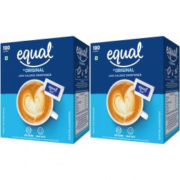equal : Original Low Calorie Sweetener - Pack of 2 (100 Sachets Each)