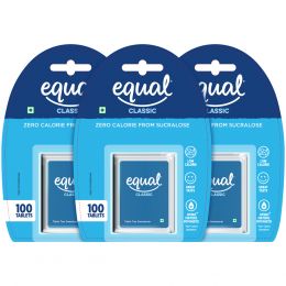 equal : Classic Zero Calorie Sweetener  - Pack of 3 (100 Tablets Each)